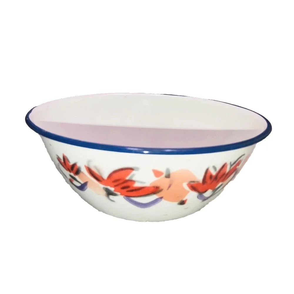 Vintage Chinese Bon Voyage enamel Basin bowl‎ 8.5
